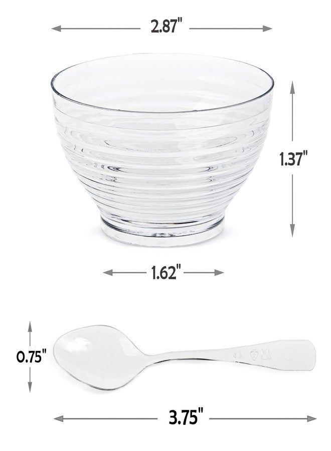 Kingrol 100 Mini Dessert Bowls with Spoons, 3 oz Disposable Dessert Cup for Mousse, Puddings, Appetizers, Condiments, Snacks - Image 4