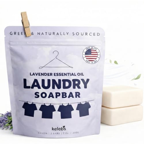 KELEBS Laundry Soap Bar with Lavender for Sensitive Skin - Delicate Stain Remover Clothes, Underwear, Collar - 2 PCS - Image 1