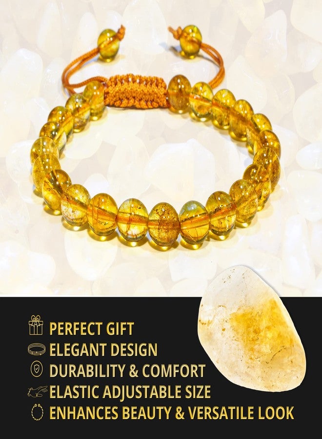 ANAYA AGATE Citrine Bracelet - Energy Protection Crystal Handmade Adjustable Bead Bracelet Perfect for Men, Women’s Christmas Gift - Gemstone Healing Stretch Bracelet Pulsera Para Hombre Mujer Stocking Stuffer - Image 4