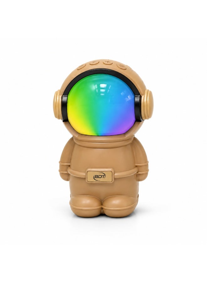 BDT سماعة بلوتوث محمولة BDT موديل AN153 بتصميم رائد فضاء وصوت قوي 5 واط مع إضاءة RGB ودعم USB وTF Card - بني - Image 1