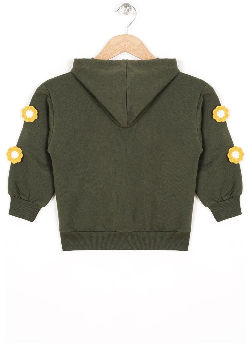 WEWE - Hooded Long Sleeve Khaki Color Girls Sweatshirt - Image 1
