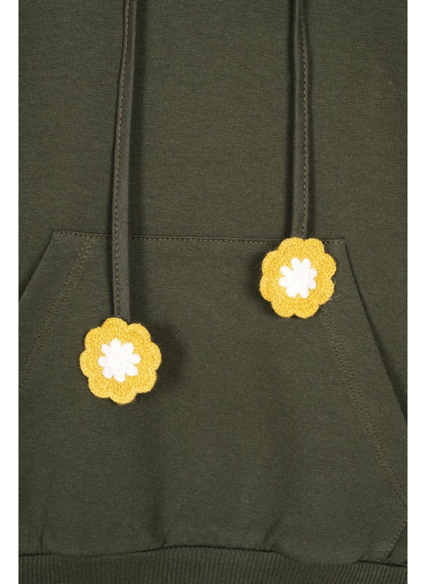 WEWE - Hooded Long Sleeve Khaki Color Girls Sweatshirt - Image 1