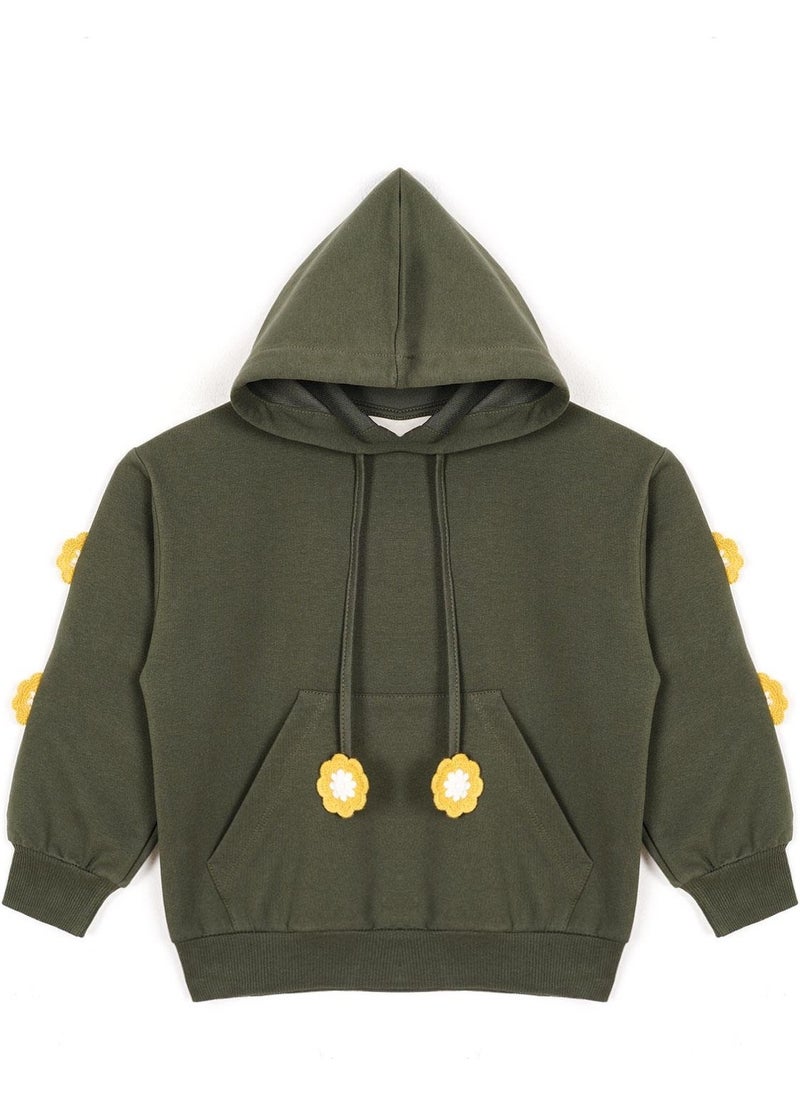 WEWE - Hooded Long Sleeve Khaki Color Girls Sweatshirt - Image 1