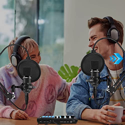 Hayner-Seek Podcast Equipment Bundle for 2, DJ Mixer with 3.5mm Diaphragm Condenser Microphone for Live Streaming, Podcast Recording,Gaming, Youtube, TikTok, PC, Smartphone - Image 2