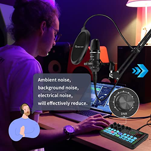 Hayner-Seek Podcast Equipment Bundle for 2, DJ Mixer with 3.5mm Diaphragm Condenser Microphone for Live Streaming, Podcast Recording,Gaming, Youtube, TikTok, PC, Smartphone - Image 4