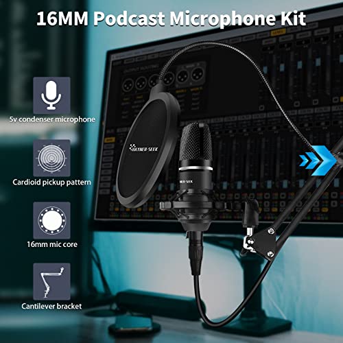 Hayner-Seek Podcast Equipment Bundle for 2, DJ Mixer with 3.5mm Diaphragm Condenser Microphone for Live Streaming, Podcast Recording,Gaming, Youtube, TikTok, PC, Smartphone - Image 3