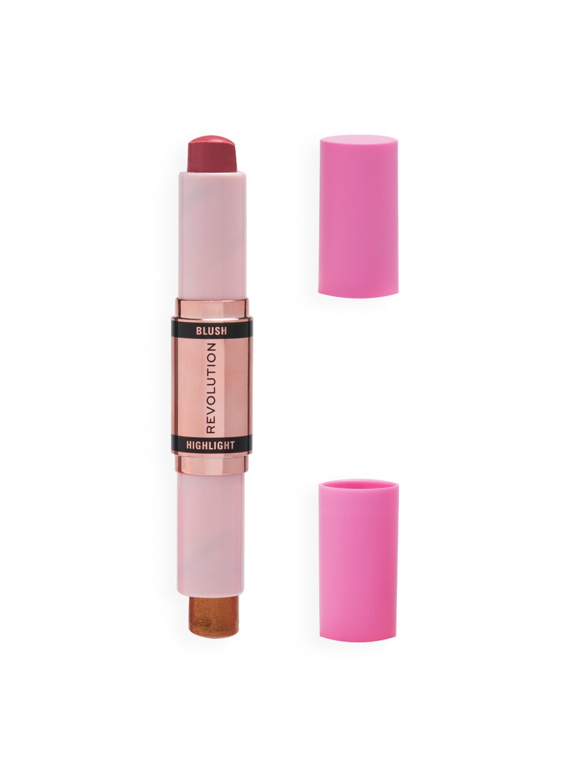 REVOLUTION Makeup Revolution Blush & Highlight Cream Stick – Flushing Pink - Image 3