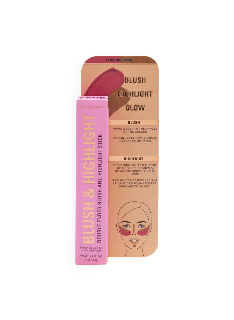 REVOLUTION Makeup Revolution Blush & Highlight Cream Stick – Flushing Pink - Image 1