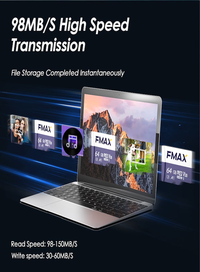 FMAX 64GB Micro SDXC memory card ideal for photographers and professional users with 95MB/s read speed with high-performance write and read speeds - Image 4