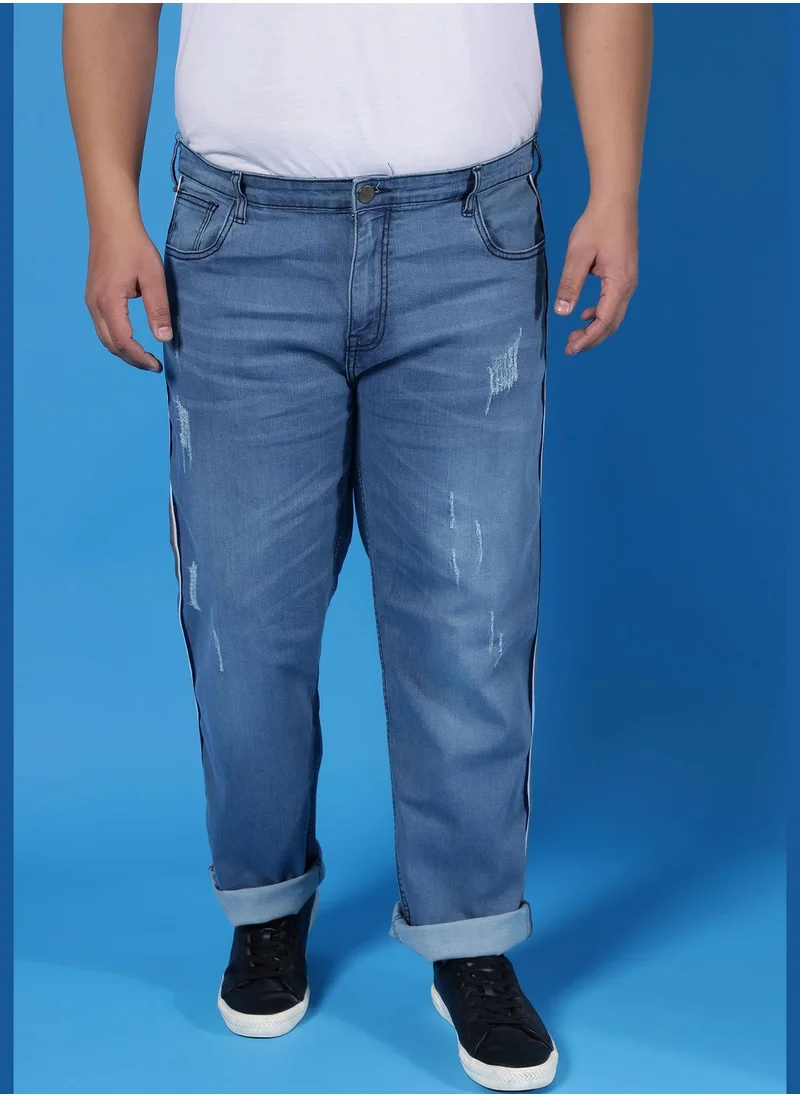 Instafab Plus Jeans with Side Stripes