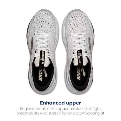 Brooks Men’s Adrenaline GTS 24 Supportive Running Shoe - White/Black/Pelican - 10 Medium - Image 4