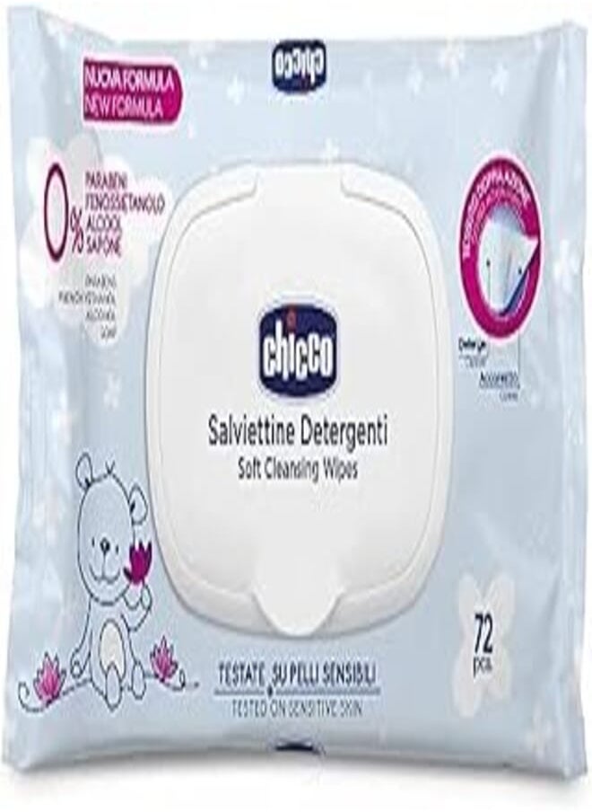Chicco Chicco Cleansing Wipes With Flip Cover, 72 Pieces 