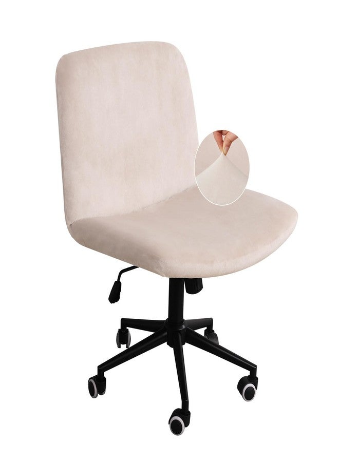NICEEC Criss Cross Chair Cover Armless Office Dorm Desk Chair Cover Vanity Chair Covers Computer Mid Back Wide Seat Chair Without Arms Protector Spandex Stretch Slipcover Beige - Image 1
