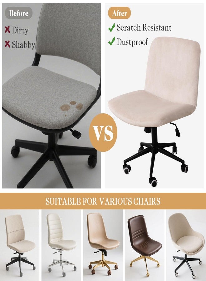 NICEEC Criss Cross Chair Cover Armless Office Dorm Desk Chair Cover Vanity Chair Covers Computer Mid Back Wide Seat Chair Without Arms Protector Spandex Stretch Slipcover Beige - Image 4