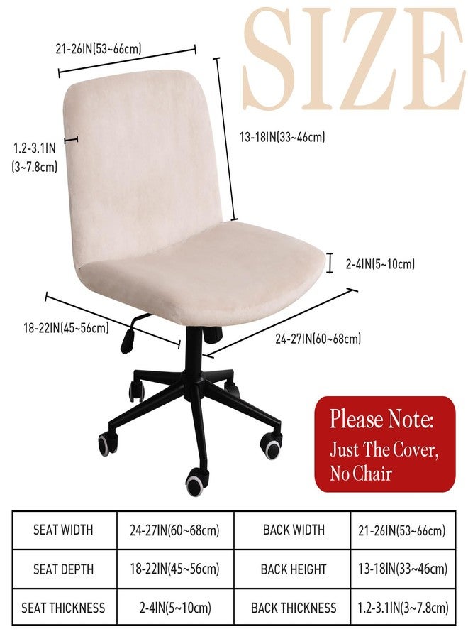 NICEEC Criss Cross Chair Cover Armless Office Dorm Desk Chair Cover Vanity Chair Covers Computer Mid Back Wide Seat Chair Without Arms Protector Spandex Stretch Slipcover Beige - Image 3