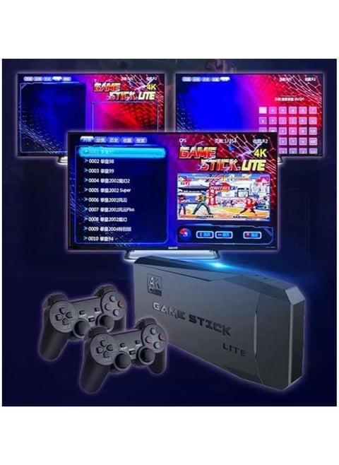 Game Console 4K HD Video Game Console 2.4G Dual Wireless Controller, Classic 64GB Retro TV Game Console 10000 Game Stick