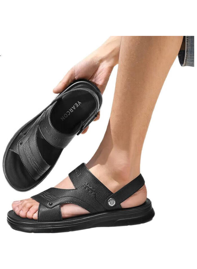 YEARCON Men'S Soft-Soled Breathable Outdoor Casual Slippers Dual-Use Beach Shoes Men'S Sandals 57805W Black Size 39 - Image 1