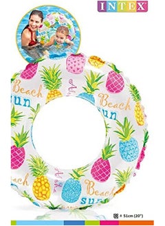 INTEX 59230NP-Lively Print Inflatable Swim Ring 51cm/20", Pineapple  - Image 5