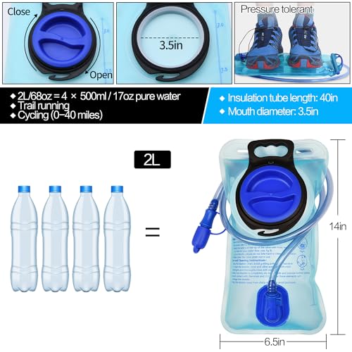 Mdvora 1.5L/2L/2.5L/3L Hydration Bladder, Large Opening Water Storage Bladder Bag, for Cycling Hiking Camping(2L,1 Pack) - Image 3