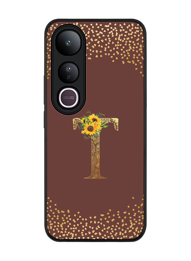Stylizedd For vivo V50 Lite Case,Slim fit Camera Protection, Shockproof Thin Phone cover  - Custom Floral Monogram - T  (Brown )
