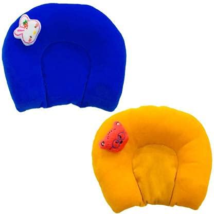 Chinmay Kids New Born Baby Soft Head Pillow with Mustard Seed, 0-3 Years Age Group, Pack of 2 (Blue- Yellow) - Image 1