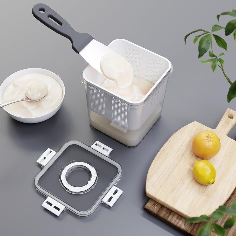 MEDALLIX صانع الزبادي والجبن اليوناني 2100 مل | مصفاة شبكية دقيقة مع غطاء | فلتر زبادي متعدد الوظائف للزبادي المنزلي، الجبن، البانير والمزيد | مصفاة جبن خالية من BPA - Image 1