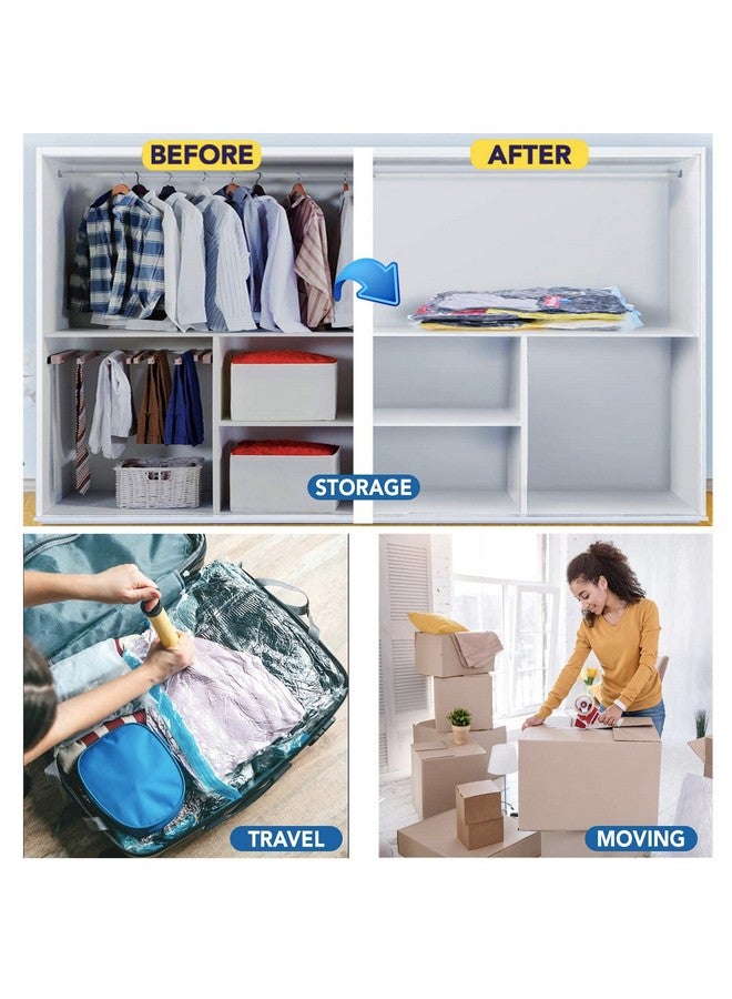 Smart Saver أكياس فراغ ذكية 3 عملاقة للسفر، أكياس تخزين مضغوطة، أكياس ختم فراغ، أكياس مضغوطة محكمة الإغلاق قابلة لإعادة الاستخدام مع مضخة يد (70X100 سم، بلاستيك) - أزرق - Image 3