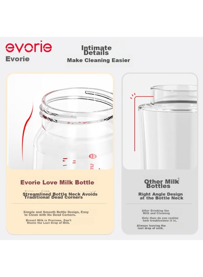Evorie Glass Baby Bottle, Wide Neck With Protective Sleeve And Handle, Infant Bottle 240ml - Image 3