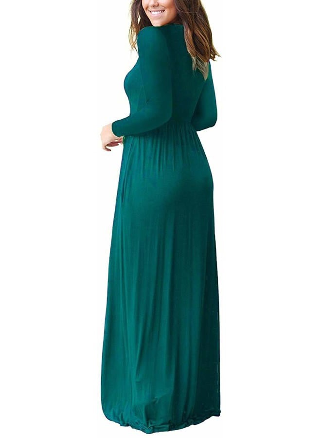 AUSELILY Women's Long Sleeve Dress Loose Plain Long Casual Maxi Dresses with Pockets 2025 New, 01-dark Green, M - Image 4