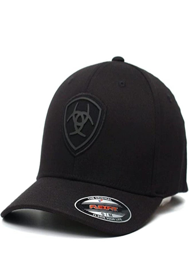 ARIAT Men's Black Flexfit Shield Logo Cap - Image 1
