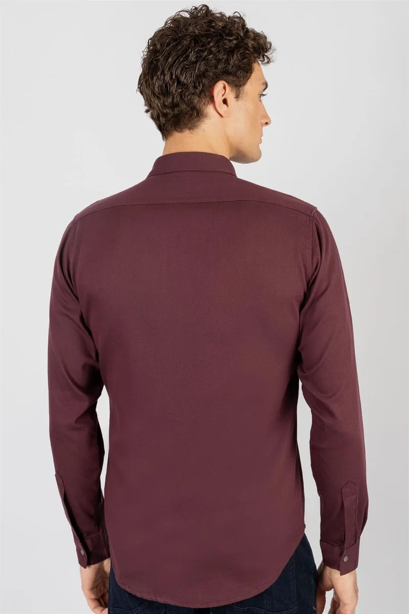 تودورس Slim Fit Long Sleeve Metal Button Denim Men's Shirt