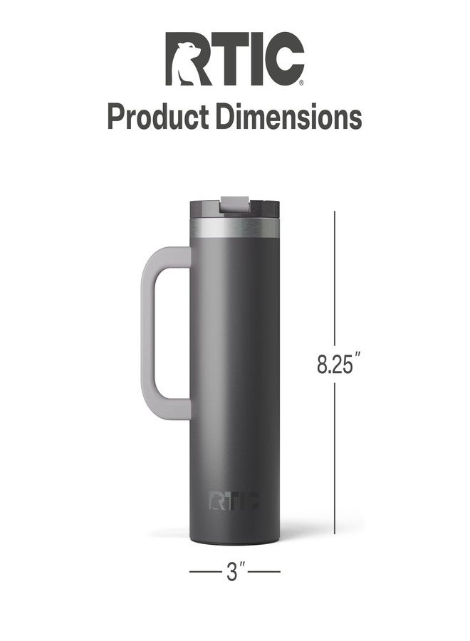 RTIC 20oz Road Trip Travel Mug with Lid and Handle, Insulated, Stainless Steel, Metal, Double Wall Vacuum-Insulation, Ceramic Lined, Portable Coffee, Tea Cup for Hot and Cold Drink, Graphite - Image 5