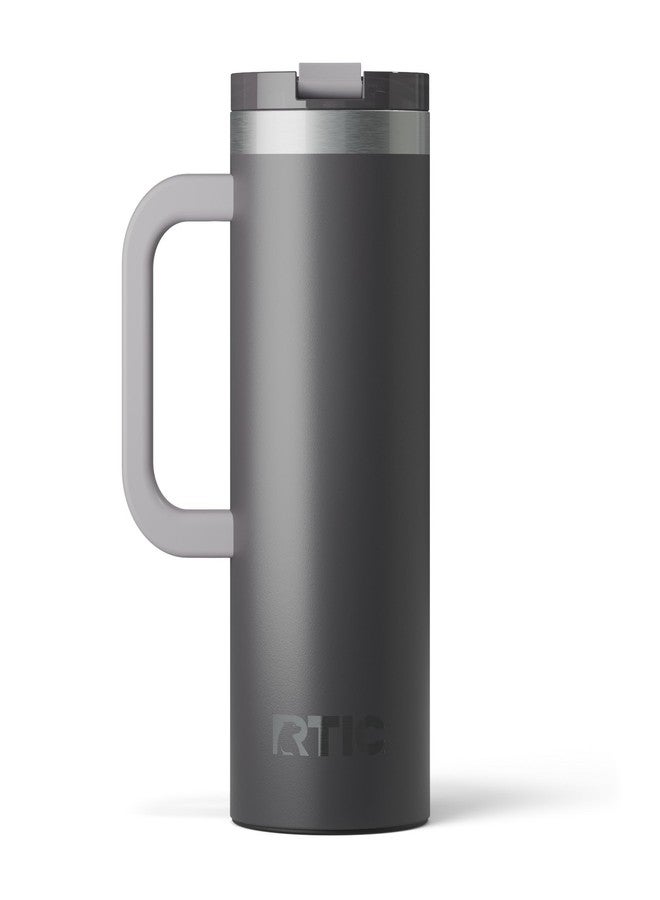 RTIC 20oz Road Trip Travel Mug with Lid and Handle, Insulated, Stainless Steel, Metal, Double Wall Vacuum-Insulation, Ceramic Lined, Portable Coffee, Tea Cup for Hot and Cold Drink, Graphite - Image 1