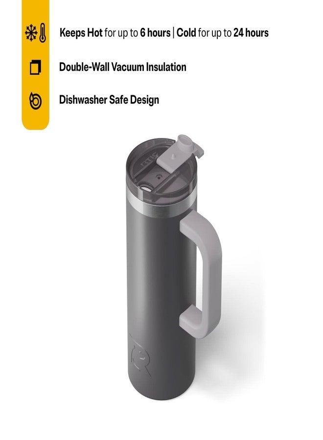 RTIC 20oz Road Trip Travel Mug with Lid and Handle, Insulated, Stainless Steel, Metal, Double Wall Vacuum-Insulation, Ceramic Lined, Portable Coffee, Tea Cup for Hot and Cold Drink, Graphite - Image 3