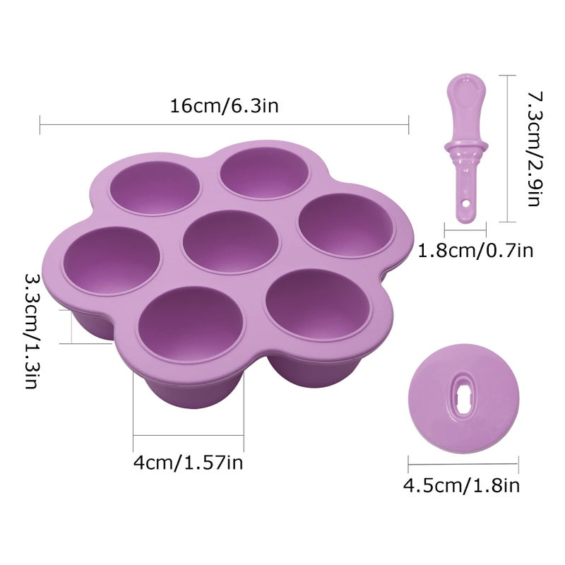 XoYoZo Silicone Popsicle Molds 7-cavity DIY Ice Pop Mold with Colorful Sticks For egg biting ice cream molds storage containers non stick cake molds (Purple) - Image 5