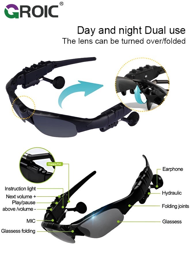 GROIC Smart Glasses, Meeting Assistant, Music and Hands-Free Calling Bluetooth Audio Glasses with Real-Time Languages Translation, UV and Blue Light Protection, Sunglasses for Travel and Business - Image 2