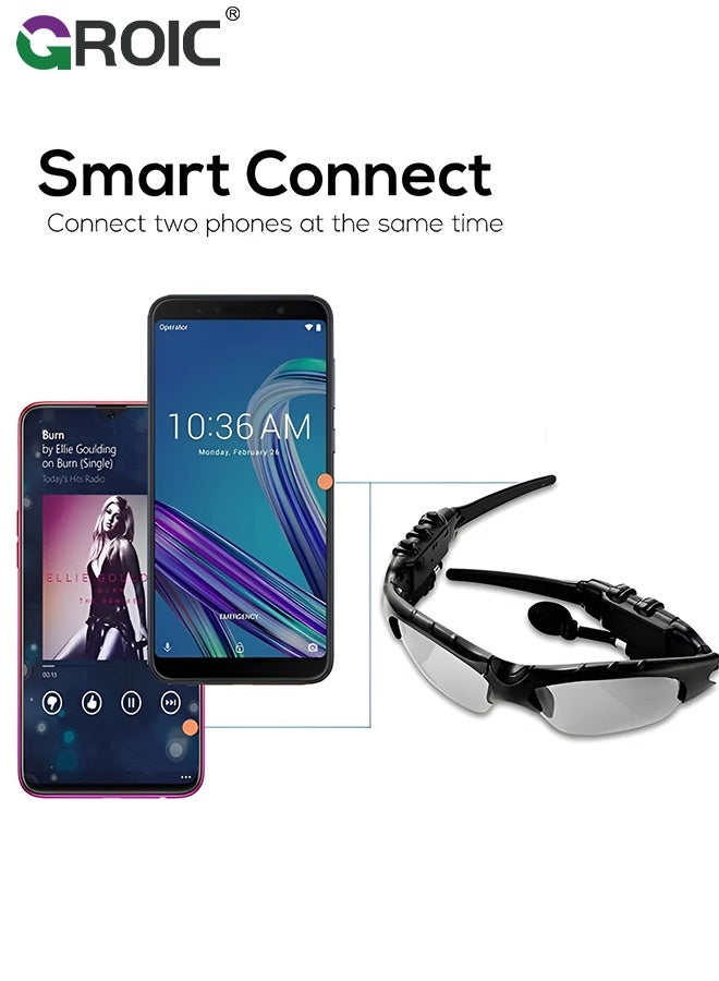 GROIC Smart Glasses, Meeting Assistant, Music and Hands-Free Calling Bluetooth Audio Glasses with Real-Time Languages Translation, UV and Blue Light Protection, Sunglasses for Travel and Business - Image 4