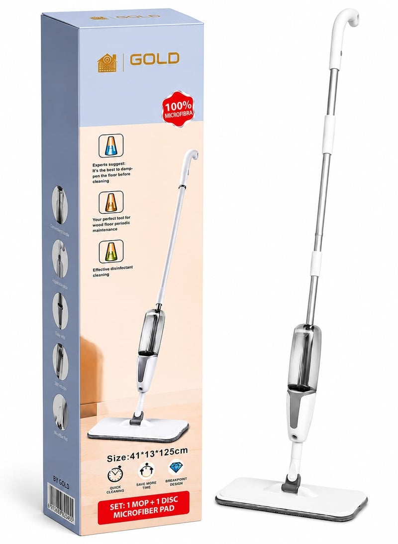 Spray Floor Mop with Built-in Water Tank & Reusable Microfiber Pad – Fast and Easy Cleaning for All Floor Types