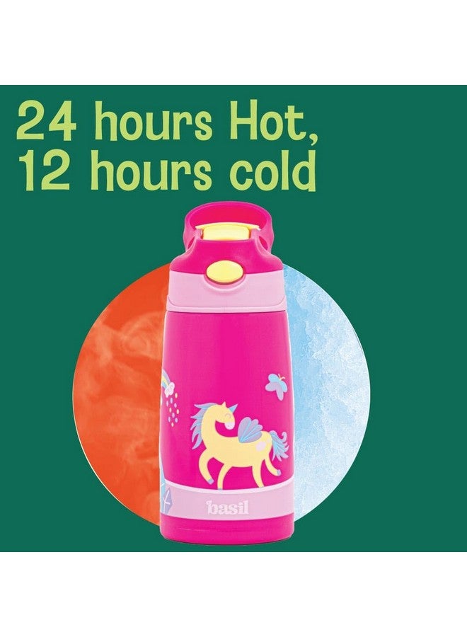 BASIL Basil Sipper - Water Bottle for Kids, 430 ml | Stainless Steel Sipper Bottle for Kids | Kids Insulated Bottle | Sipper with Straw & Carry Handle | Kids Water Bottle for Boys & Girls - Unicorn - Image 3