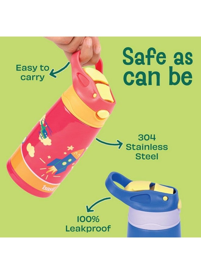 BASIL Basil Sipper - Water Bottle for Kids, 430 ml | Stainless Steel Sipper Bottle for Kids | Kids Insulated Bottle | Sipper with Straw & Carry Handle | Kids Water Bottle for Boys & Girls - Unicorn - Image 4