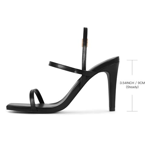 Party Women's Strappy High Heeled Sandals Open Toe Ankle Strap heels Comfy Weddings Shoes,EMMA-Black Pu-7-O1 - Image 2