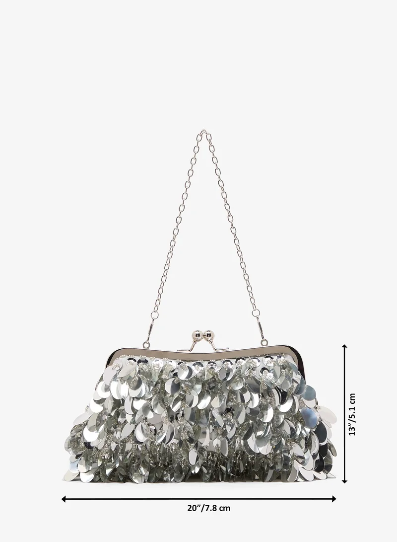 Ella Limited Edition  Sequin Embellished Detail Metallic Clutch for Women | Best Price UAE