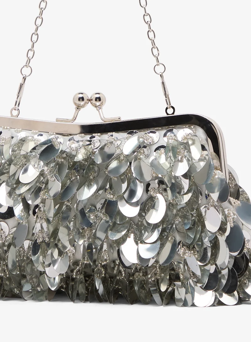 Ella Limited Edition  Sequin Embellished Detail Metallic Clutch for Women | Best Price UAE