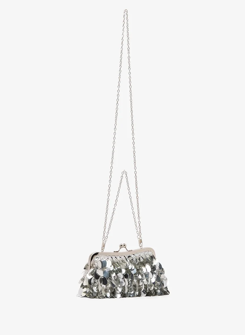 Ella Limited Edition  Sequin Embellished Detail Metallic Clutch for Women | Best Price UAE