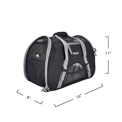 Coastal Pet Bergan Comfort Carrier - Breathable Travel Carrier for Dogs & Cats - Black & Grey, 16" x 8" x 11" - Image 3