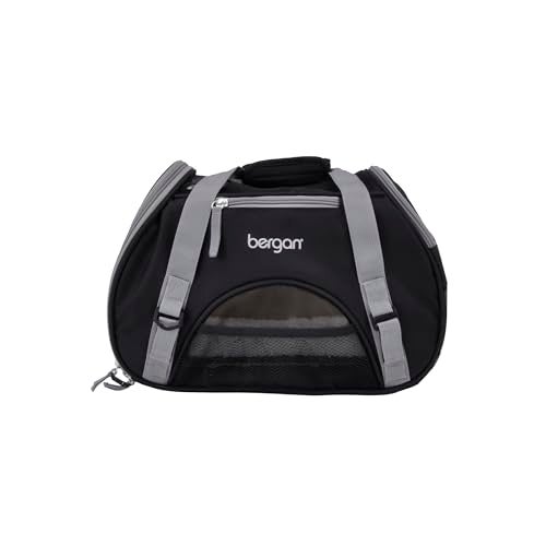 Coastal Pet Bergan Comfort Carrier - Breathable Travel Carrier for Dogs & Cats - Black & Grey, 16" x 8" x 11" - Image 1
