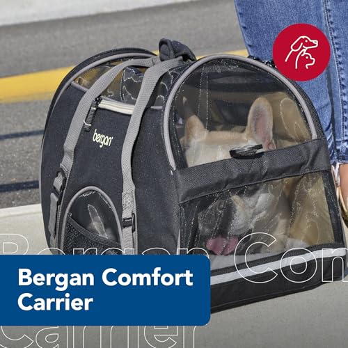 Coastal Pet Bergan Comfort Carrier - Breathable Travel Carrier for Dogs & Cats - Black & Grey, 16" x 8" x 11" - Image 4