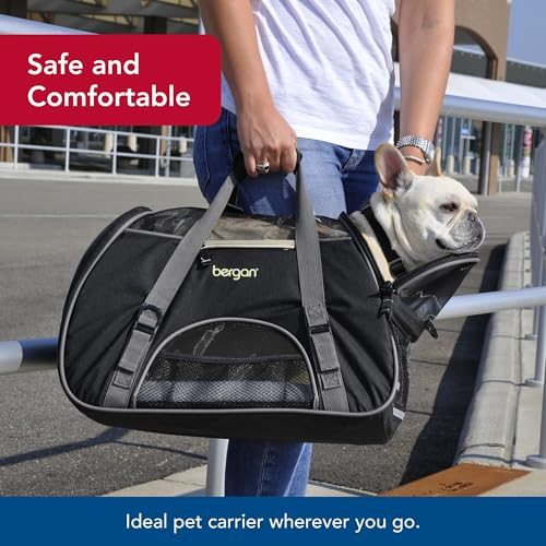 Coastal Pet Bergan Comfort Carrier - Breathable Travel Carrier for Dogs & Cats - Black & Grey, 16" x 8" x 11" - Image 5
