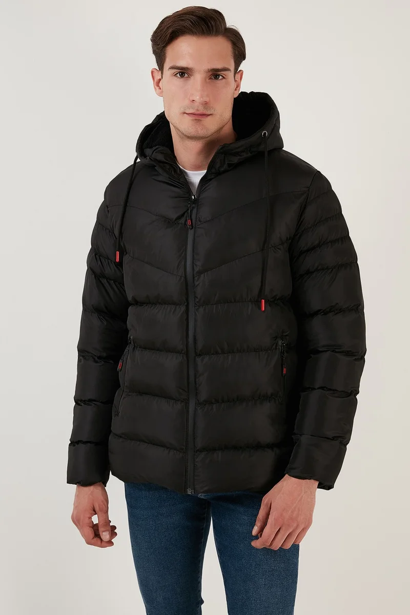 Buratti Plush Lined Hooded Zippered Slim Fit Puffer Coat Men's Coat 5762010