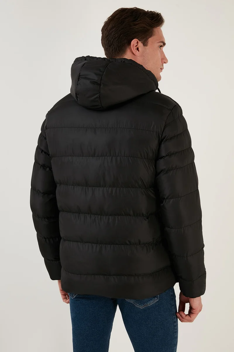 Buratti Plush Lined Hooded Zippered Slim Fit Puffer Coat Men's Coat 5762010